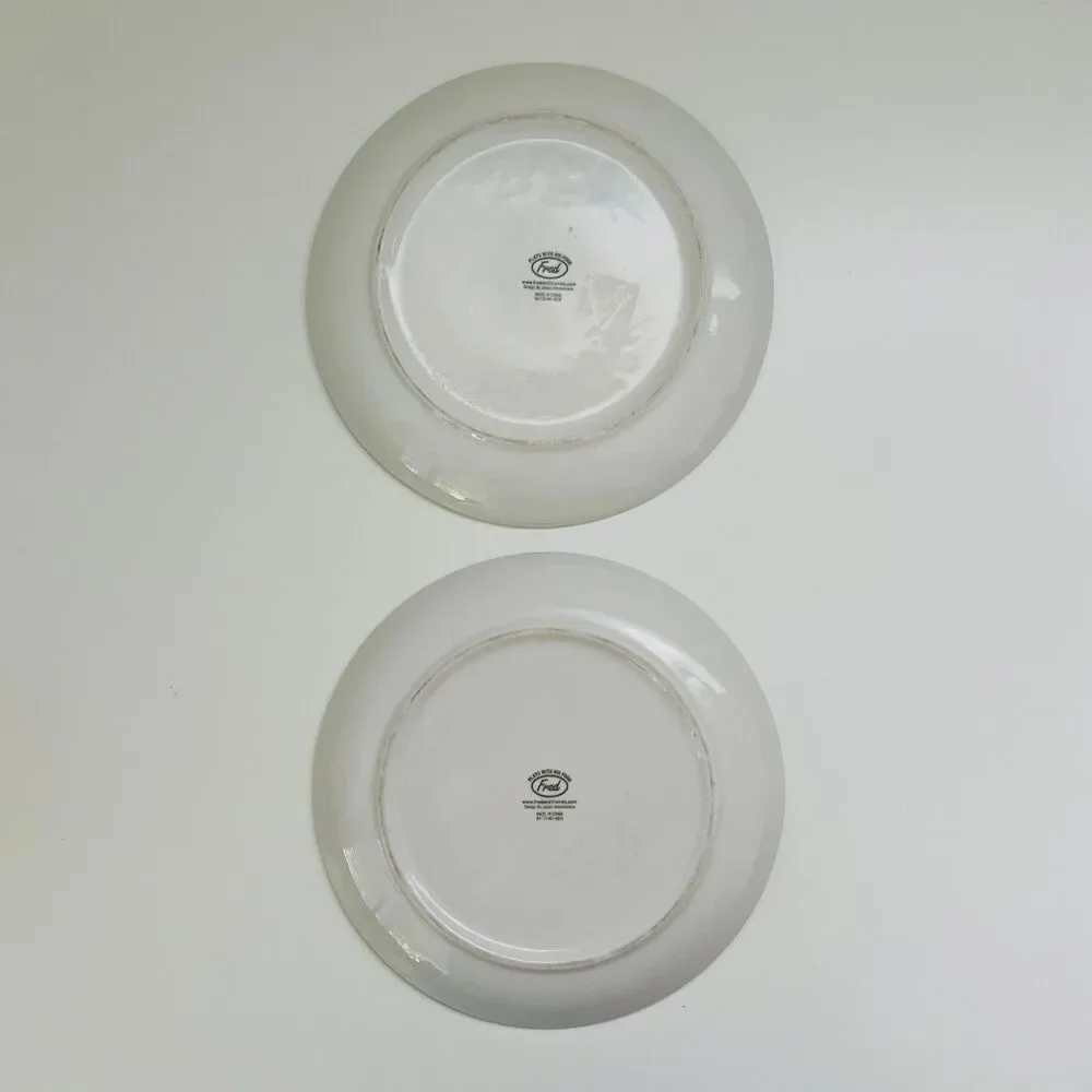 FRED & FRIENDS Plays With His Food Ceramic Plates, Set of 2